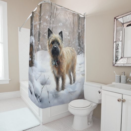 Cairn Terrier Laat het sneeuwen Kerstmis Douchegordijn (In situ)