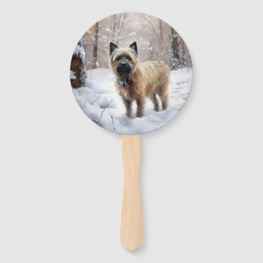 Cairn Terrier Laat het sneeuwen Kerstmis Handwaaier (Voorkant)