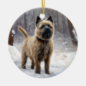 Cairn Terrier Laat het sneeuwen Kerstmis Keramisch Ornament (Voorkant)