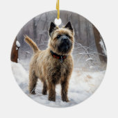 Cairn Terrier Laat het sneeuwen Kerstmis Keramisch Ornament (Achterkant)