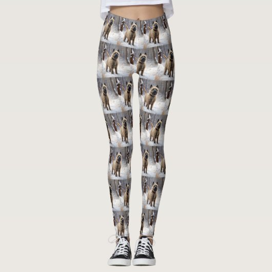 Cairn Terrier Laat het sneeuwen Kerstmis Leggings (Voorkant)