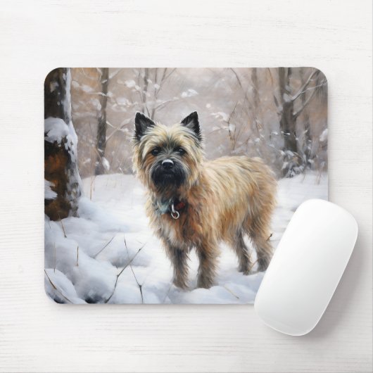 Cairn Terrier Laat het sneeuwen Kerstmis Muismat (Met muis)