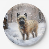 Cairn Terrier Laat het sneeuwen Kerstmis Papieren Bordje (Voorkant)