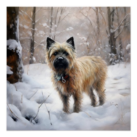 Cairn Terrier Laat het sneeuwen Kerstmis Perfect Poster (Voorkant)