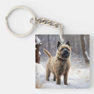 Cairn Terrier Laat het sneeuwen Kerstmis Sleutelhanger