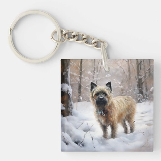 Cairn Terrier Laat het sneeuwen Kerstmis Sleutelhanger (Voorkant)