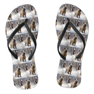Cairn Terrier Laat het Sneeuwen Kerstmis Teenslippers