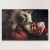 Cairn Terrier met Kerstman Feestelijke Kerst Legpuzzel (Horizontaal)