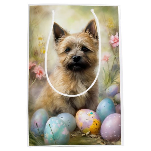 Cairn Terrier met paaseieren Vakantie Medium Cadeauzakje (Voorkant)