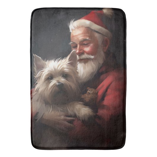 Cairn Terrier met Sinterklaas Feestelijke Kerstmis Badmat (Voorkant Verticaal)
