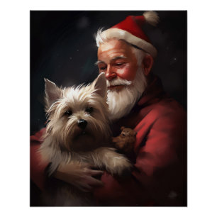 Cairn Terrier met Sinterklaas Feestelijke Kerstmis Perfect Poster