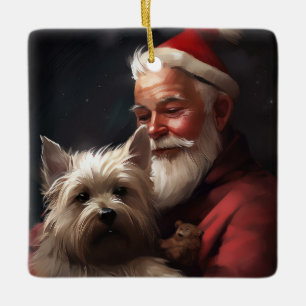 Cairn Terrier met Sinterklaas Kerstfeest Kerstmis Keramisch Ornament