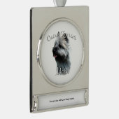 Cairn Terrier Moeder 2 Verzilverd Banner Ornament (Rechts)