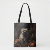 Cairn Terrier pompoenen Halloween eng Draagtas (Voorkant)