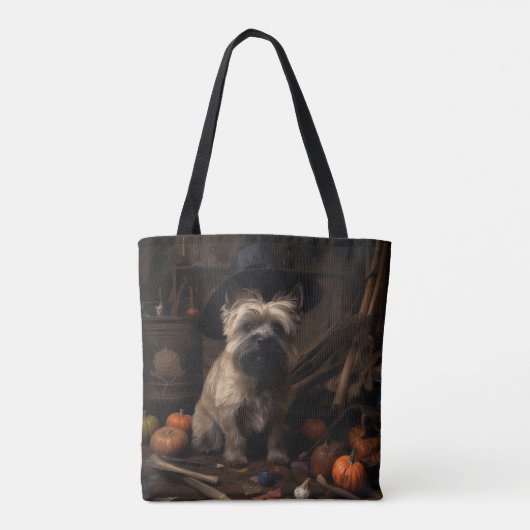 Cairn Terrier pompoenen Halloween eng Draagtas (Achterkant)