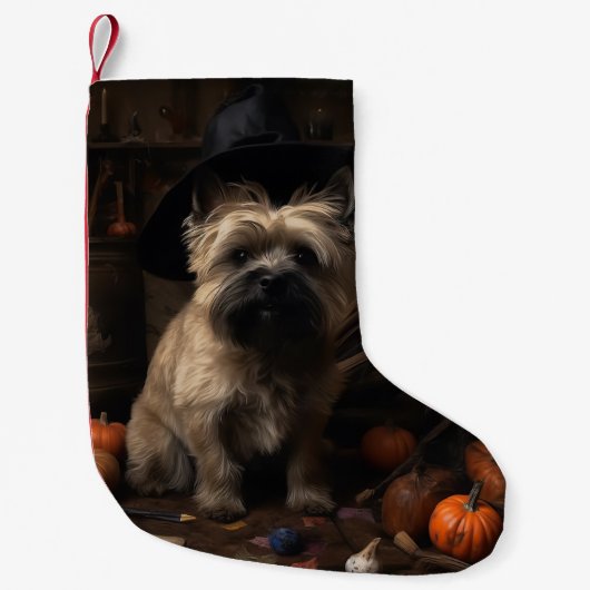 Cairn Terrier pompoenen Halloween eng Kleine Kerstsok (Voorkant)