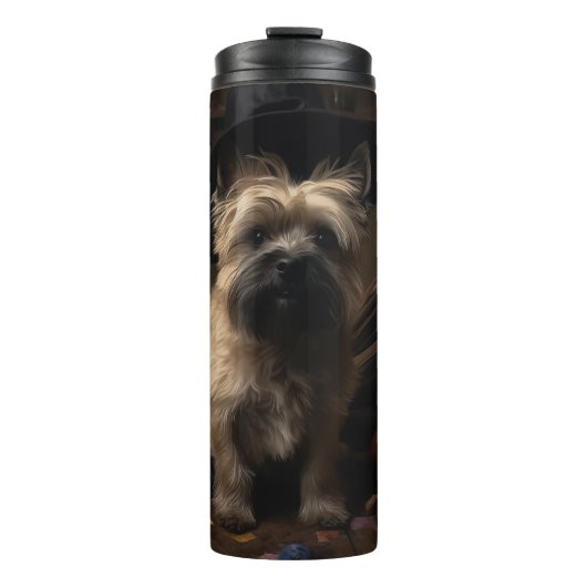 Cairn Terrier pompoenen Halloween eng Thermosbeker (Voorkant)