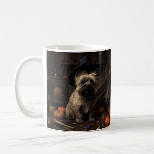 Cairn Terrier Pompoenen Halloween Griezelen Koffiemok (Links)