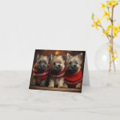 Cairn Terrier Puppies Kerst Kaart (Gele Bloem)