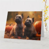 Cairn Terrier Puppy Herfst Delight Pompoen Kaart (Gele Bloem)