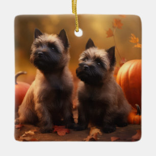 Cairn Terrier Puppy Herfst Delight Pompoen Keramisch Ornament