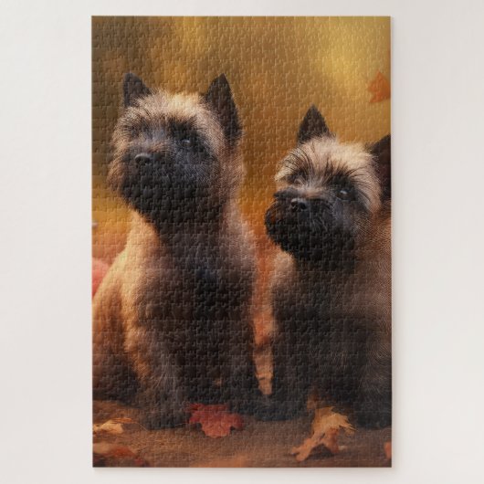 Cairn Terrier Puppy Herfst Delight Pompoen Legpuzzel (Verticaal)
