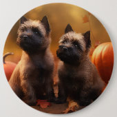 Cairn Terrier Puppy Herfst Delight Pompoen Ronde Button 6,0 Cm (Voorkant)
