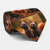 Cairn Terrier Puppy Herfst Delight Pompoen Stropdas (Opgerold)