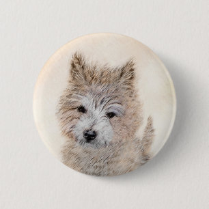 Cairn Terrier Puppy Schilderij - Originele Honden Ronde Button 5,7 Cm