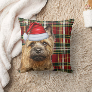 Cairn Terrier Red Green Plaid Kerstvakantie Kussen