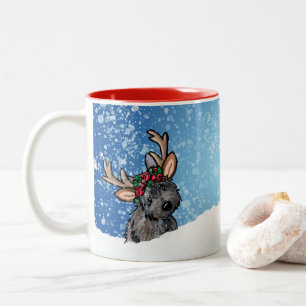 Cairn Terrier Rendier Kerstmis Tweekleurige Koffiemok