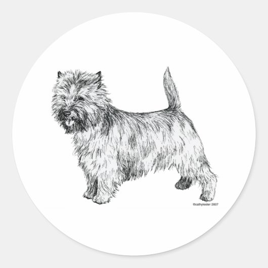 Cairn Terrier Ronde Sticker (Voorkant)