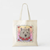 Cairn Terrier Rozen, aangepaste naam Canvas tas (Achterkant)