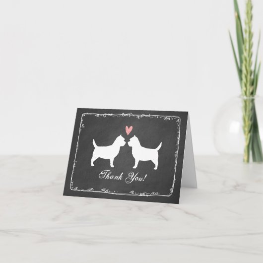 Cairn Terrier Silhouettes Mariage Merci (Devant)