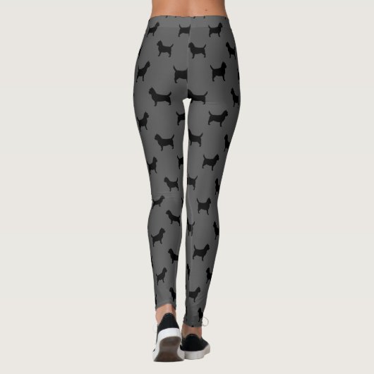 Cairn Terrier Silhouettes Pattern Grey and Black Leggings (Achterkant)