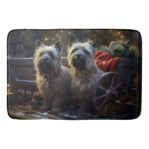 Cairn Terrier Sneeuw Slede Kerst Decoratie Badmat