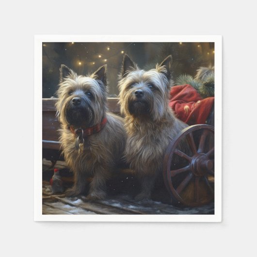 Cairn Terrier Sneeuwwit Kerstfeest Decoratie  Servet (Voorkant)