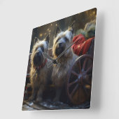 Cairn Terrier Sneeuwwitte slee Kerst decoratie Vierkante Klok (Hoek)