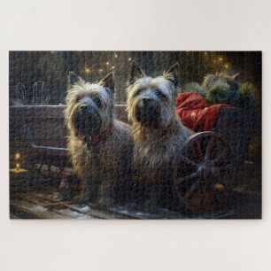 Cairn Terrier Sneeuwwitte slee Kerstmis decoratie Legpuzzel