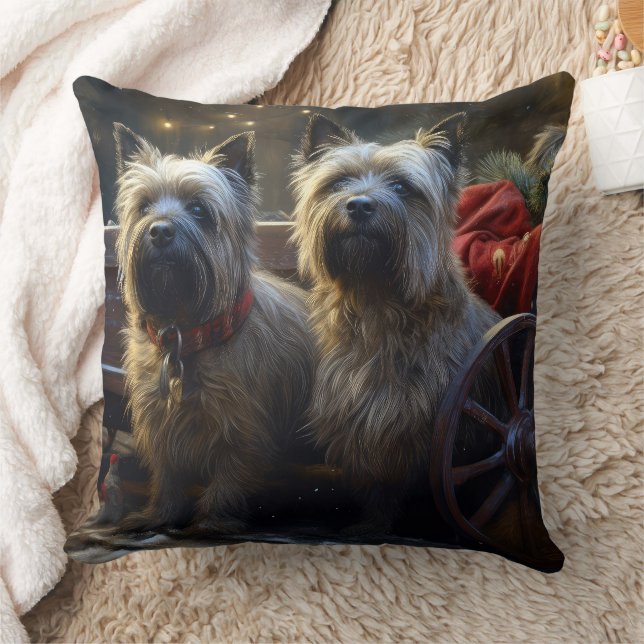 Cairn Terrier Snowy Sleigh Kerst Decor Kussen (Deken)