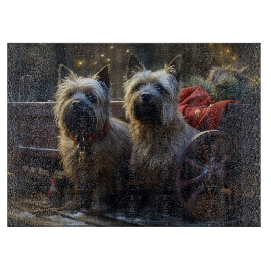 Cairn Terrier Snowy Sleigh Kerst Decor Snijplank (Voorkant)