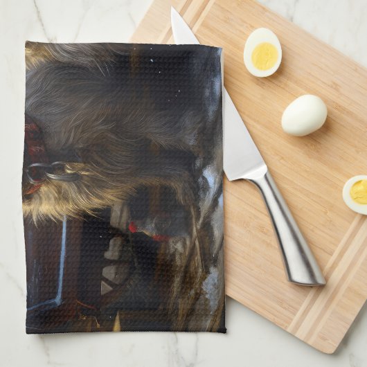 Cairn Terrier Snowy Sleigh Kerst Decor Theedoek (Quarter Fold)