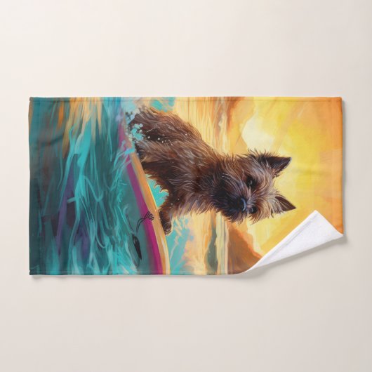 Cairn Terrier Strand Surfen Schilderij Bad Handdoek (Handdoek)