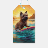 Cairn Terrier Strand Surfen Schilderij Cadeaulabel (Achterkant)