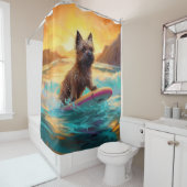 Cairn Terrier Strand Surfen Schilderij Douchegordijn (In situ)