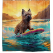 Cairn Terrier Strand Surfen Schilderij Douchegordijn (Voorkant)