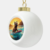 Cairn Terrier Strand Surfen Schilderij Keramische Bal Ornament (Rechts)