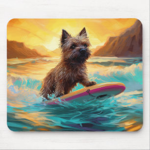 Cairn Terrier Strand Surfen Schilderij Muismat