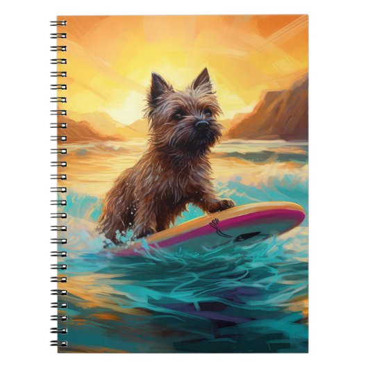 Cairn Terrier Strand Surfen Schilderij Notitieboek (Voorkant)
