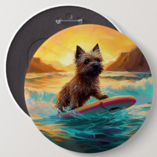 Cairn Terrier Strand Surfen Schilderij Ronde Button 6,0 Cm
